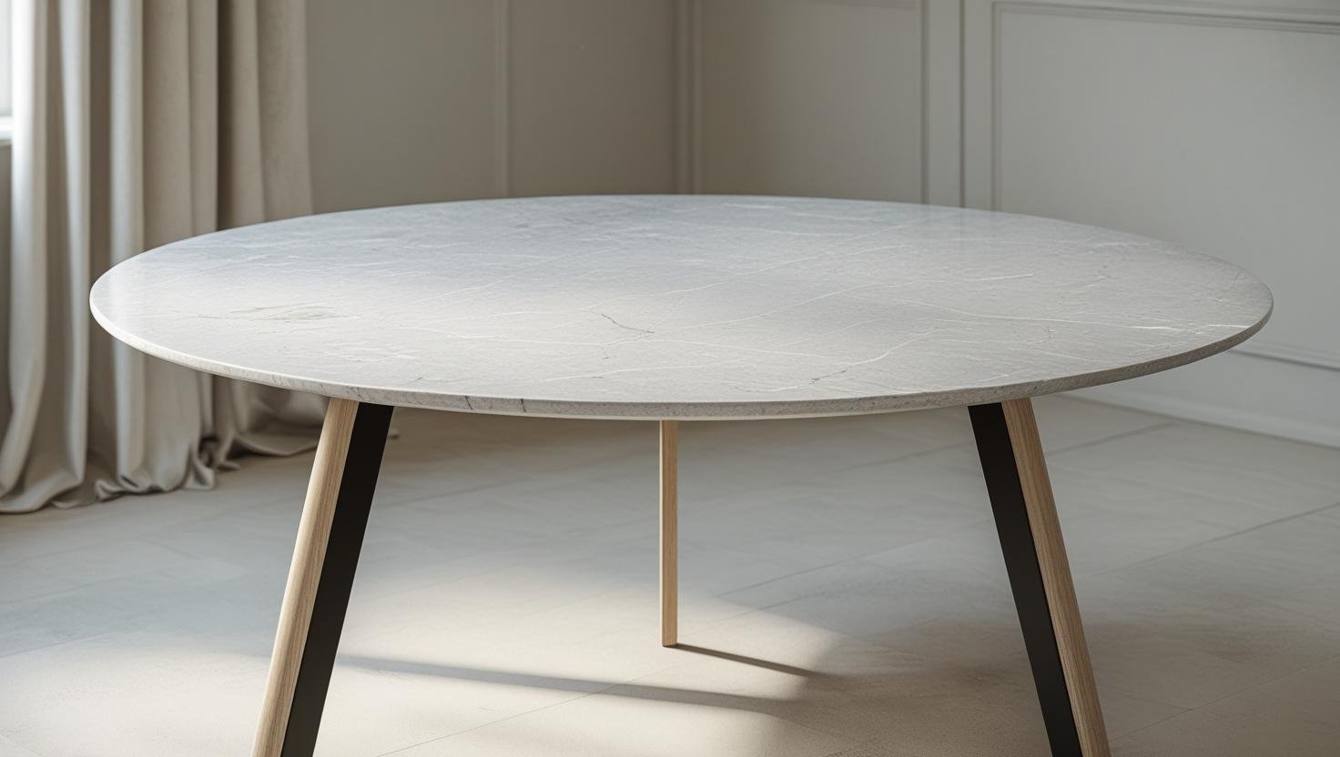 Scandinavian style round marble dining table